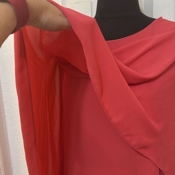 Salmon color Cowl Neck Asymmetrical Tunic - Picture 4 of 4